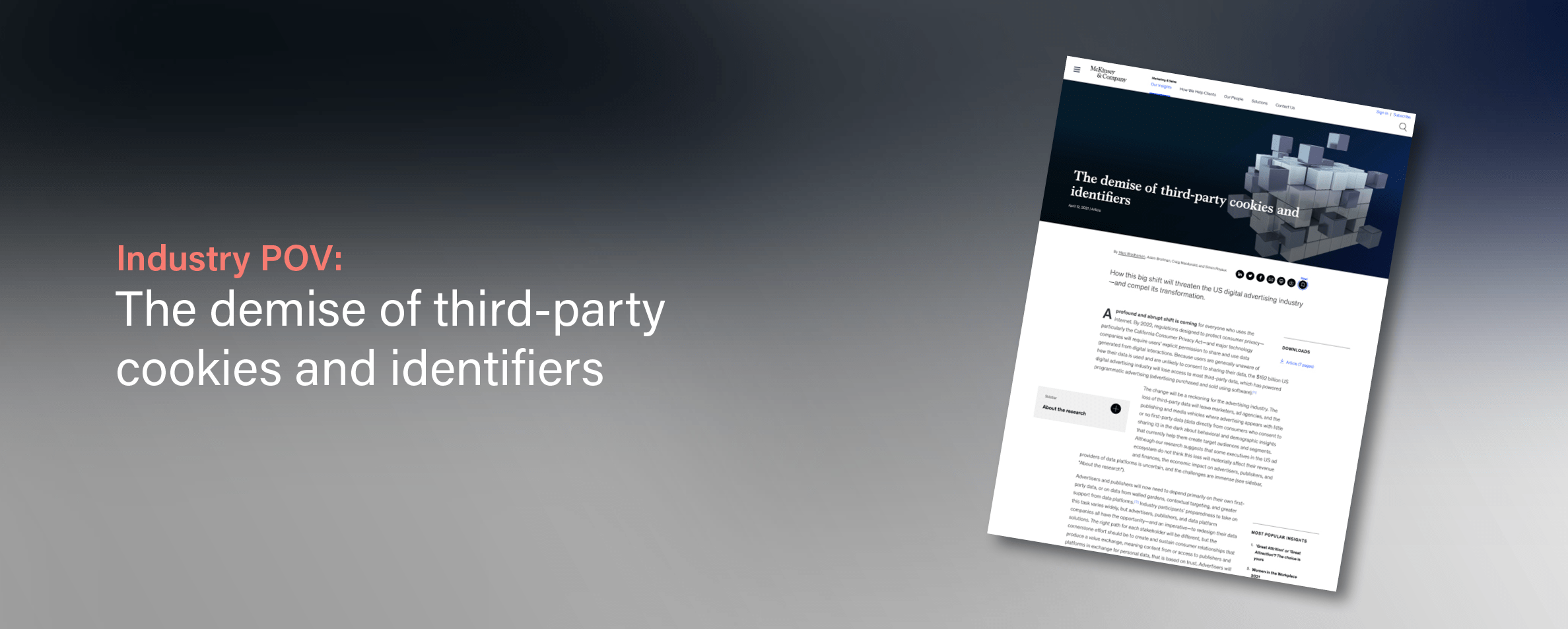 McKinsey And Company: The Demise Of Third-Party Cookies And Identifiers
