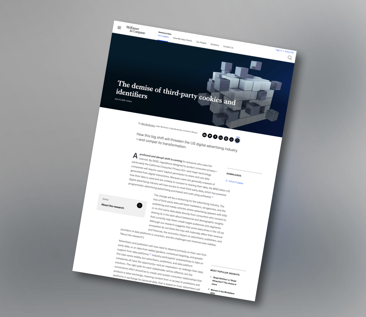 McKinsey And Company: The Demise Of Third-Party Cookies And Identifiers