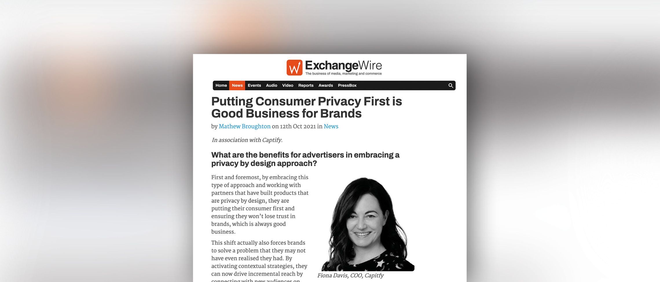 ExchangeWire: Captify’s COO, Fiona Davis—Putting Consumer Privacy First is Good Business for Brands