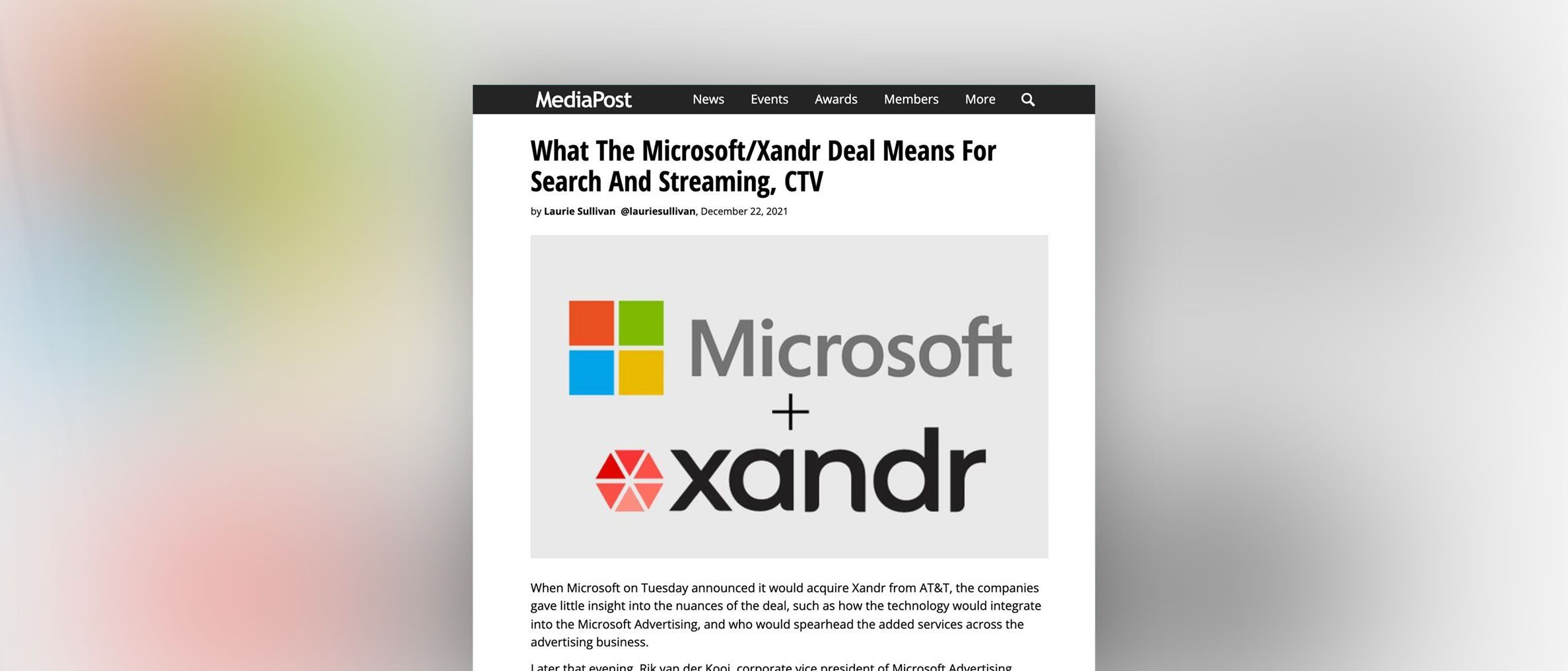 MediaPost: Search & Performance Marketing Daily—What The Microsoft/Xandr Deal Means For Search And Streaming, CTV