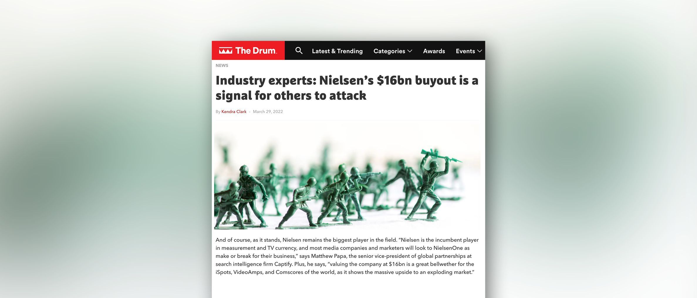 The Drum: Industry Experts—Nielsen’s $16bn Buyout is a Signal for Others to Attack
