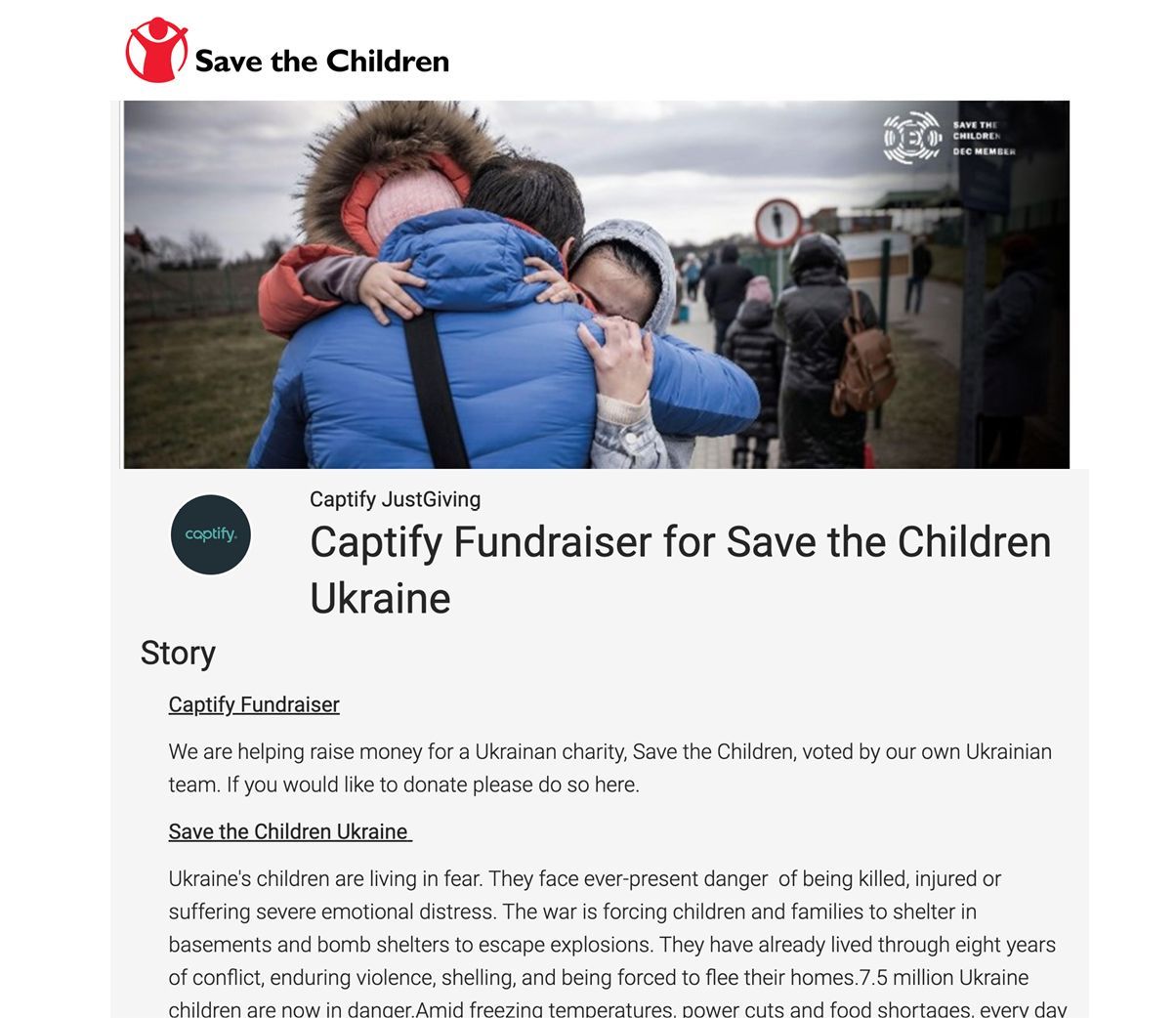 Join Captify In Helping To Raise Donations For Save the Children Ukraine
