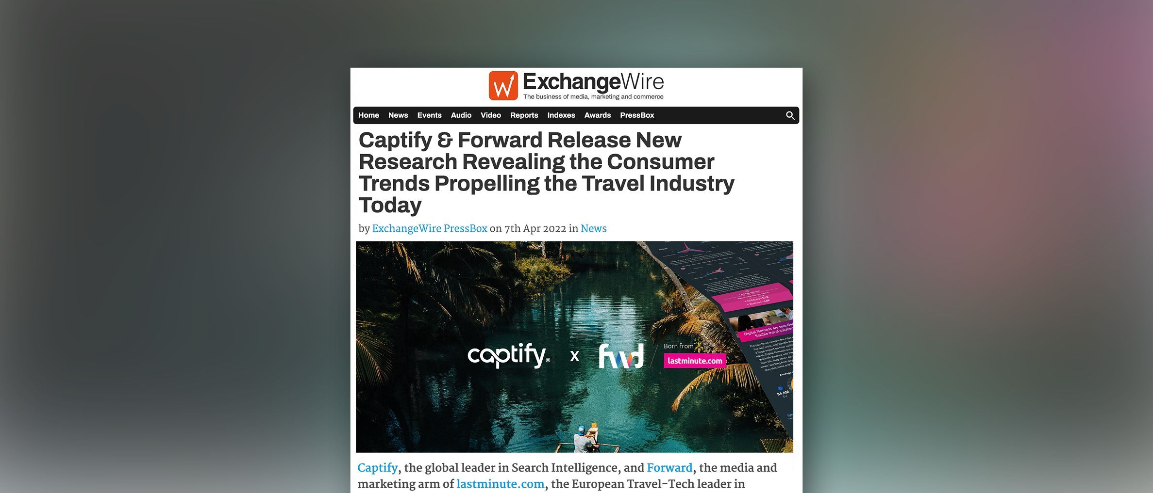 ExchangeWire: Captify & Forward Release New Research Revealing the Consumer Trends Propelling the Travel Industry Today