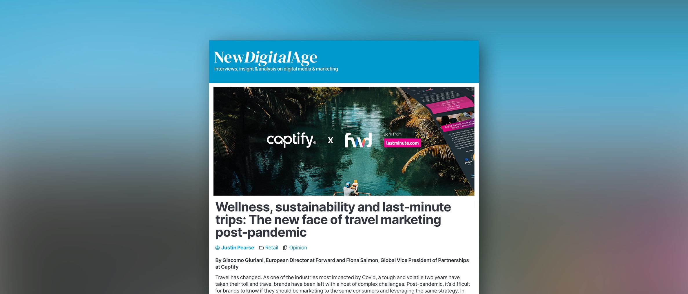 NewDigitalAge: Wellness, Sustainability and Last-minute Trips—The New Face of Travel Marketing Post-pandemic