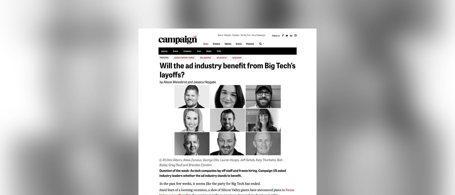 Campaign US: Will the Ad Industry Benefit from Big Tech’s Layoffs?