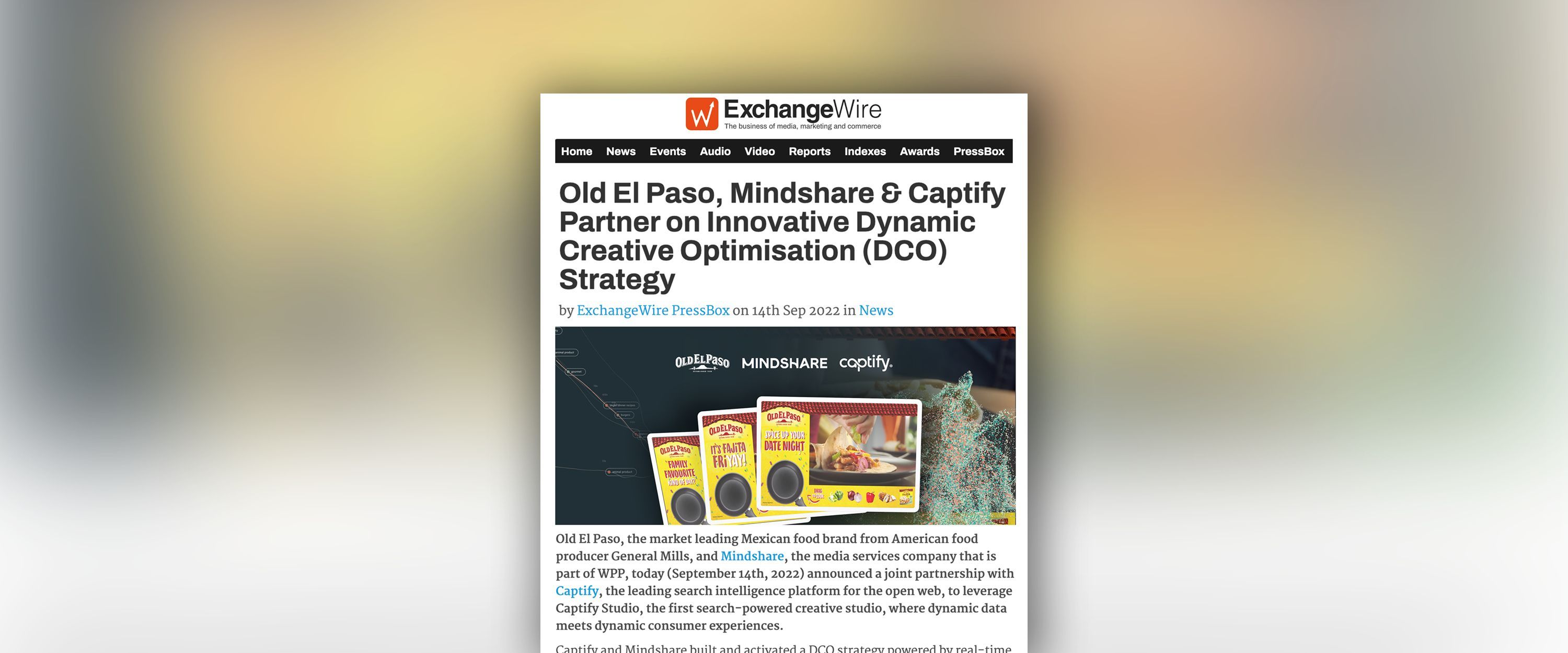 ExchangeWire: Old El Paso, Mindshare and Captify Partner On Innovative Dynamic Creative Optimisation (DCO) Strategy Powered By Search Intelligence