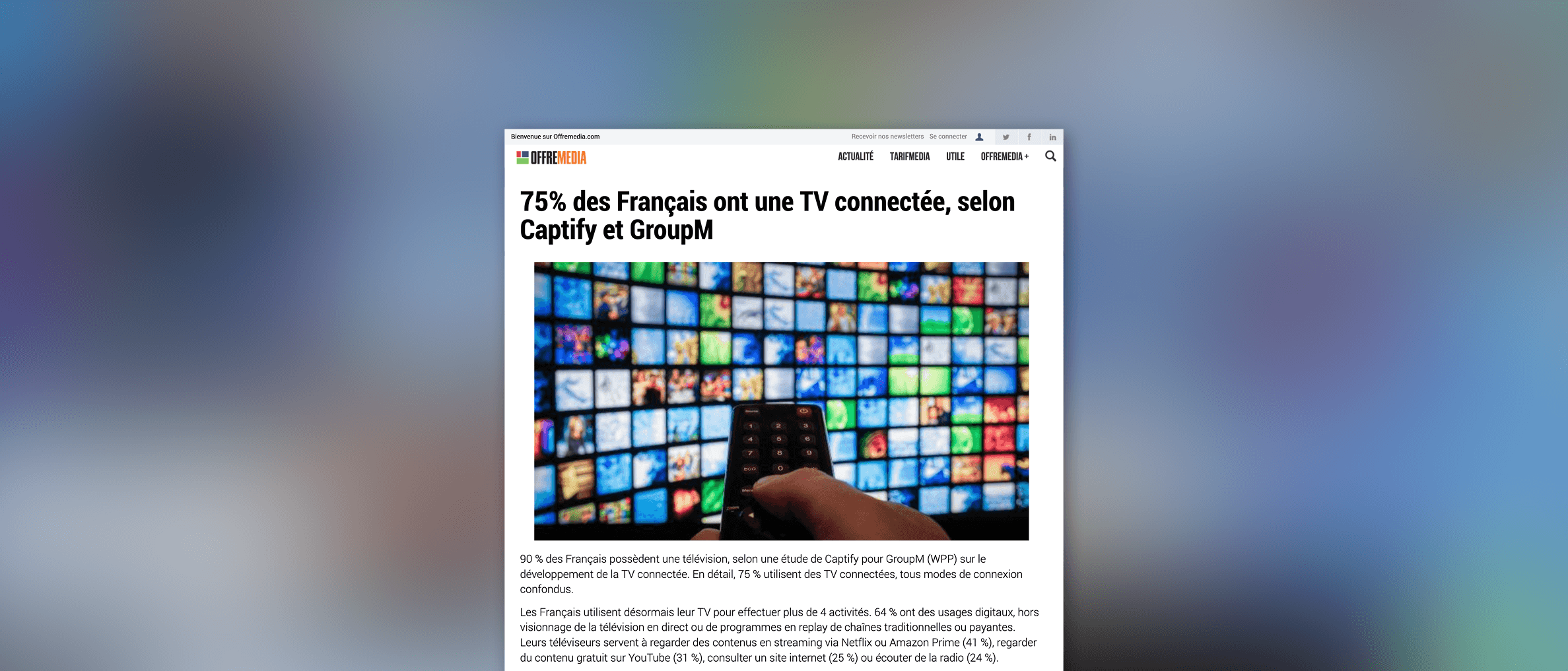 Offre Media: 75% of French People Have a Connected TV, according to research from GroupM and Captify