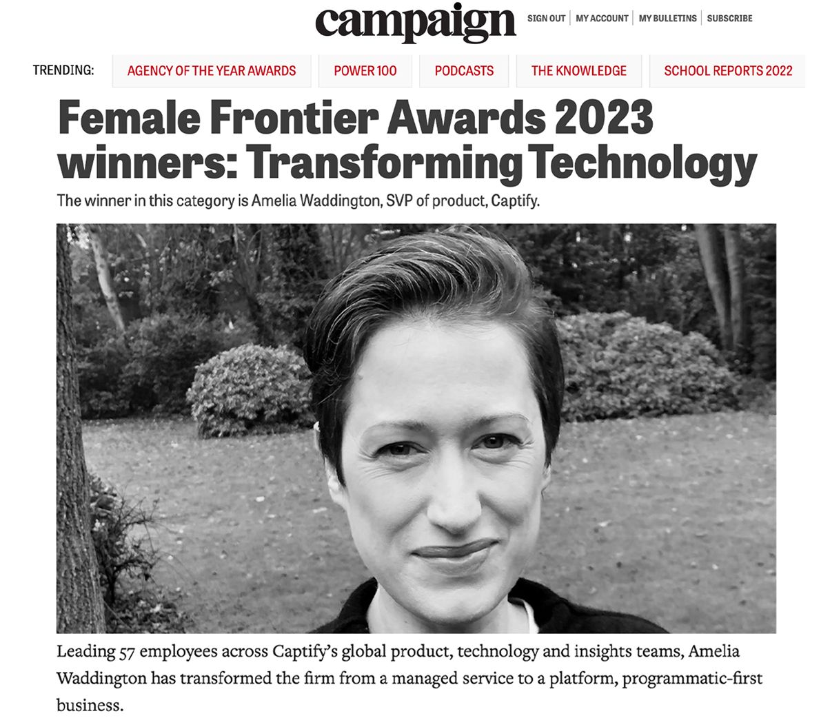 Campaign: Female Frontier Awards 2023 Winners—Transforming Technology
