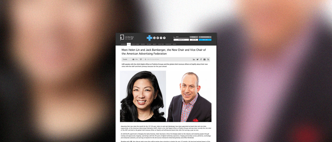 Little Black Book: Meet Helen Lin and Jack Bamberger, the New Chair and Vice Chair of the American Advertising Federation