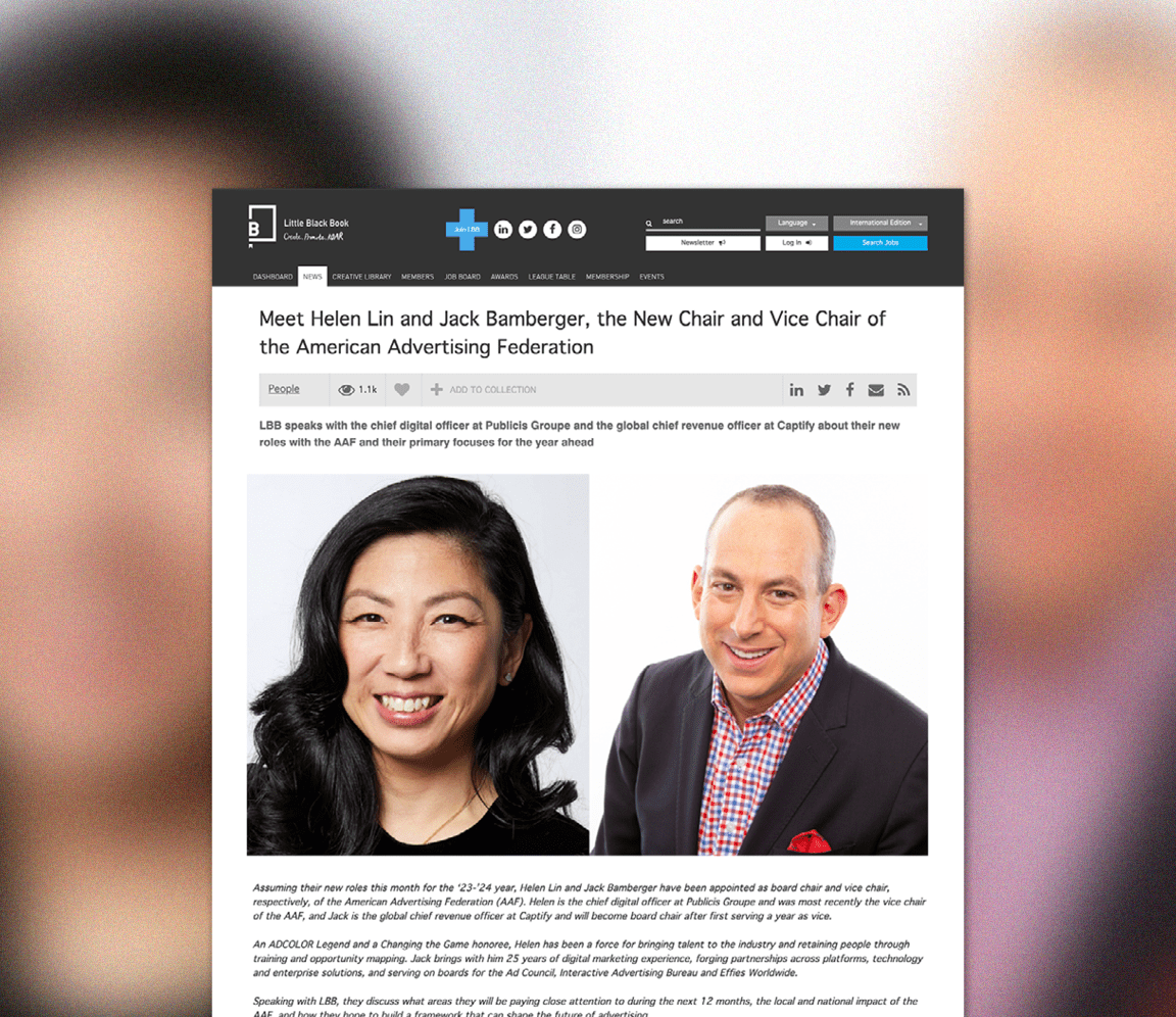 Little Black Book: Meet Helen Lin and Jack Bamberger, the New Chair and Vice Chair of the American Advertising Federation