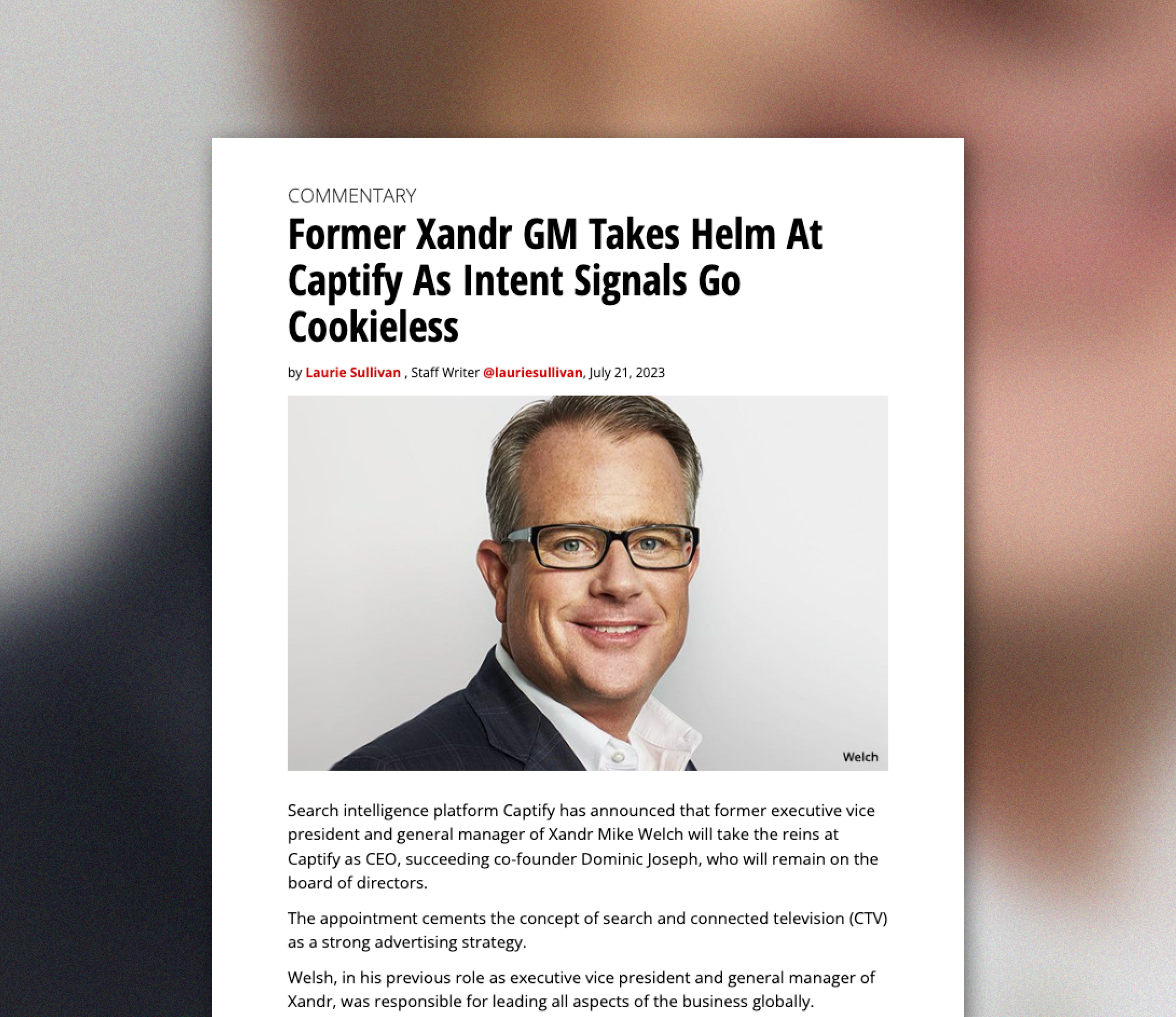 MediaPost: Former Xandr GM Takes Helm At Captify As Intent Signals Go Cookieless